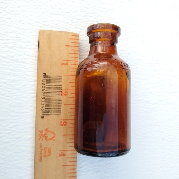 Old Lysol Glass Bottle Amber Brown 4 Inches Tall - Picture 8 of 8